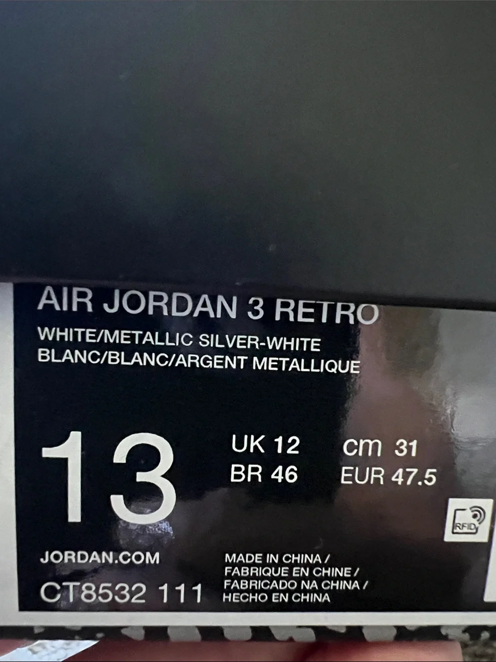 Air Jordan 3 Retro Men’s Sneakers - White/Light Gray
